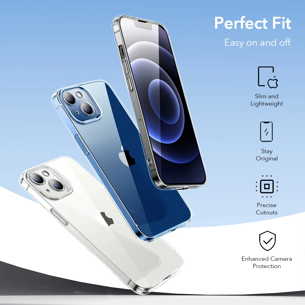 ESR for iPhone 13 Case for iPhone 13 Pro Max Case Clear for iPhone 13 Pro mini TPU Transparent Soft Back Camera Protective Cover