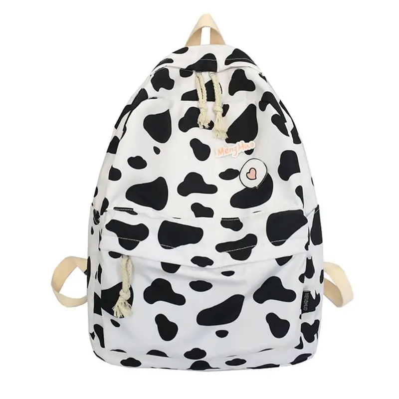 

Cow Pattern Backpack Canvas Rucksack Large Capacity Daypack Travel Bag Bookbag for Teenagers Girls Schoolbag