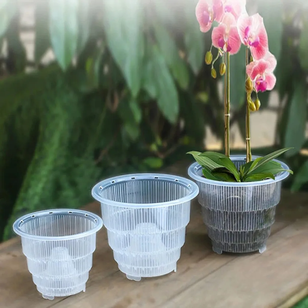 

10/12/15cm Orchid Clear Flower Pot Plastic Slotted Breathable Orchid Pots Flower Pots & Planters Breathable Orchid Pots Handmade