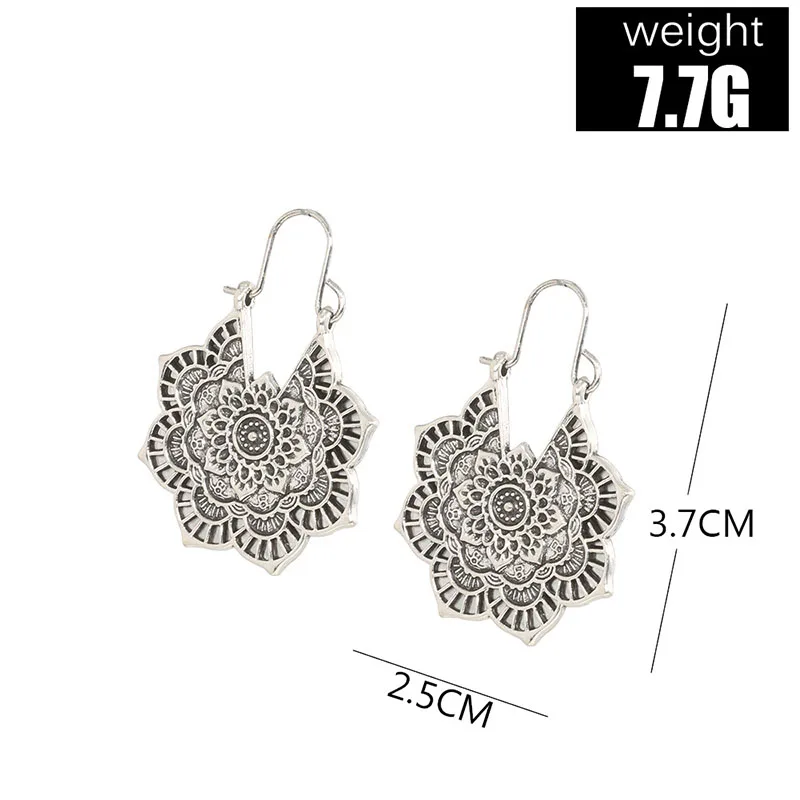 Yobest индийские этнические латунные серьги висячие с цветком богато украшенные