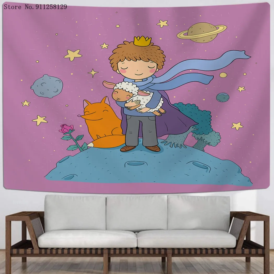 

В стиле «Маленький принц» гобелен Маленький мальчик стене висит на заказ мультфильм всюду ковёр 3D печати для гобелен для спальни домашний н...