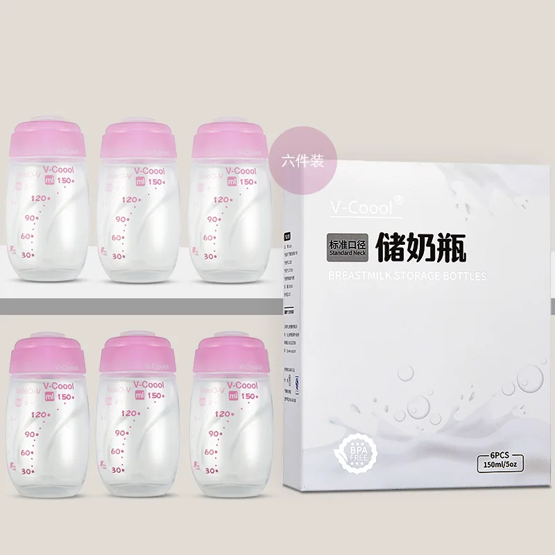 

Portable baby Milk Storage Bottle Standard caliber PP Breast Milk Preservation Bottle 150ml 6pcs/box Storage Cup BNA083