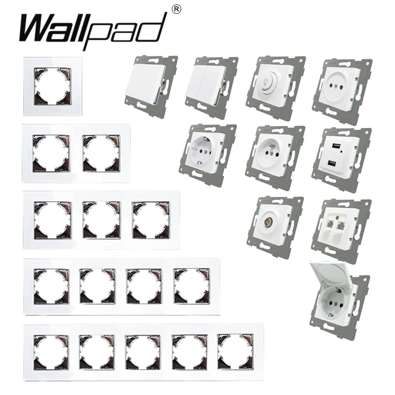 ЕС USB розетка с когтями Wallpad белый Стекло Панель светодиодный индикатор штепсель