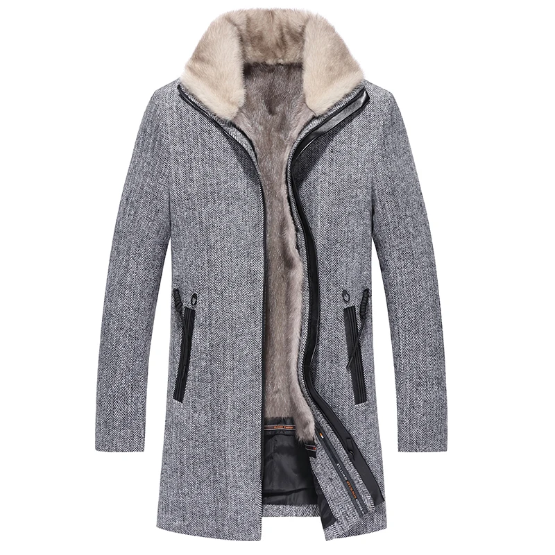 

Real Fur Coat Men Woolen Overcoat Men Real Mink Fur Coat Real Fur Parka Mens Clothing 2023 Abrigo Hombre MA8201HF582 YY1126