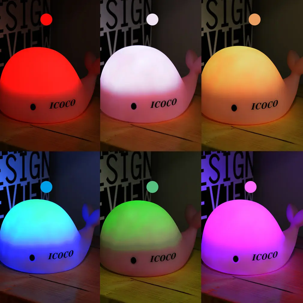 ICOCO милый мягкий силиконовый Дельфин со светодиодной подсветкой для малышей и