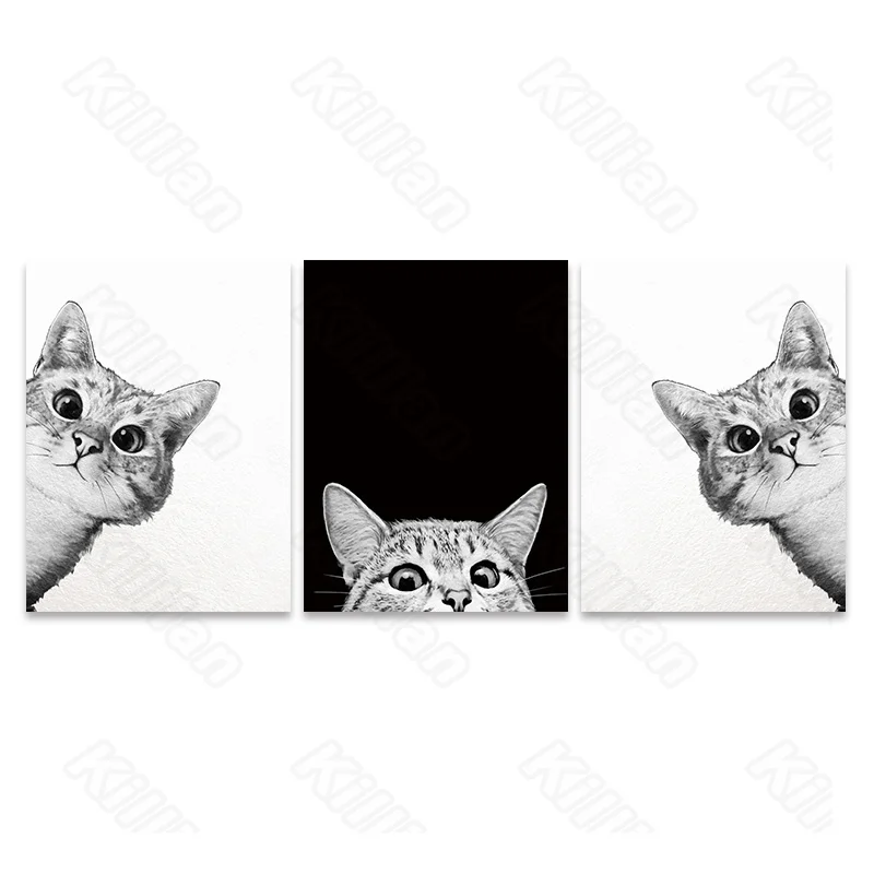 

Animal Cute Tabby Cat Frameless Poster Home Bedroom Fresco Living Room Decoration Canvas Painting Hd Print Modern Style