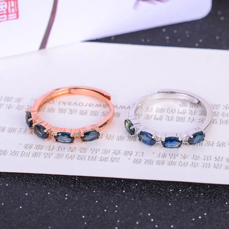 Женское серебряное кольцо с натуральным сапфиром кольца искусственным камнем 925