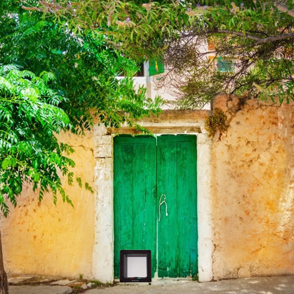 

Dog Cat Flap Door With 4 Way Security Lock Flap Door For Dog Cats Kitten Plastic Small Pet Gate Door Kit Cat Dogs Flap Doors