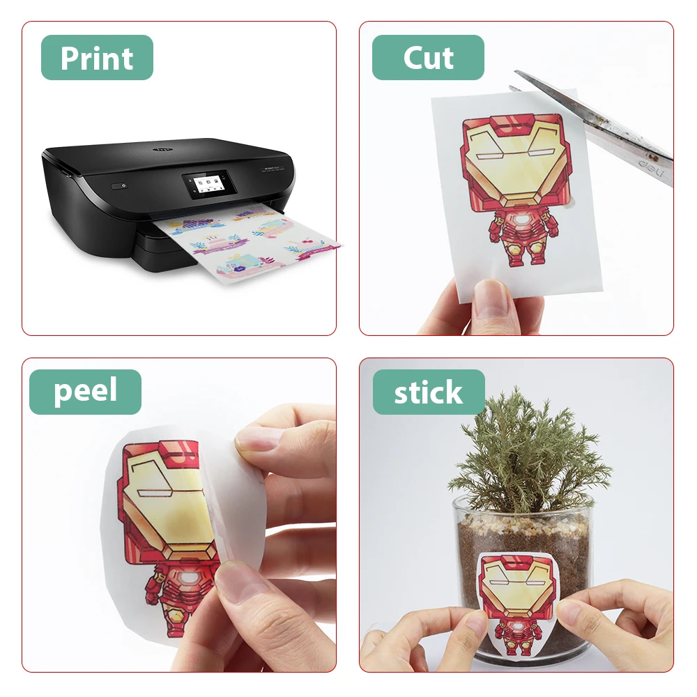 Виниловая наклейка для печати бумага формата А4 10 листов Глянцевая Самоклеящаяся