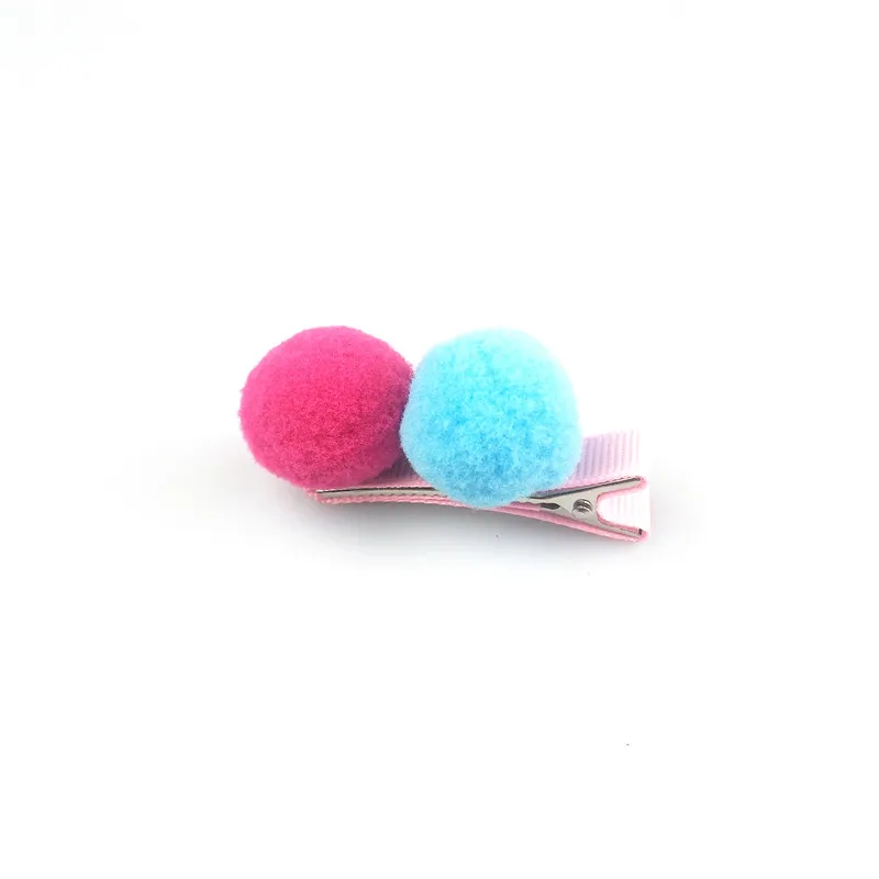 1pcs 5cm Hairpins Snap Hair Clips for Children Girls Hair Accessories Baby Cute Hair Clip Pins Gauze ball Color Metal Barrette - Цвет: C4 light Blue red
