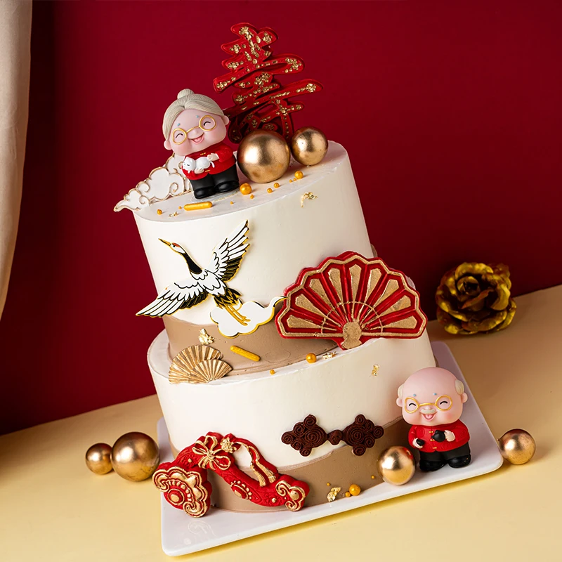 Топпер для торта двойной журавль на день рождения торты выпечки виниловый