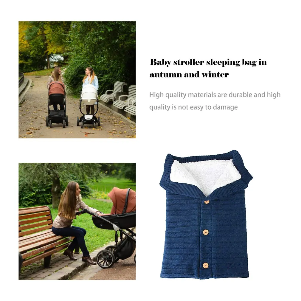 Шерстяной вязаный бархатный плотный теплый спальный мешок на пуговицах детский