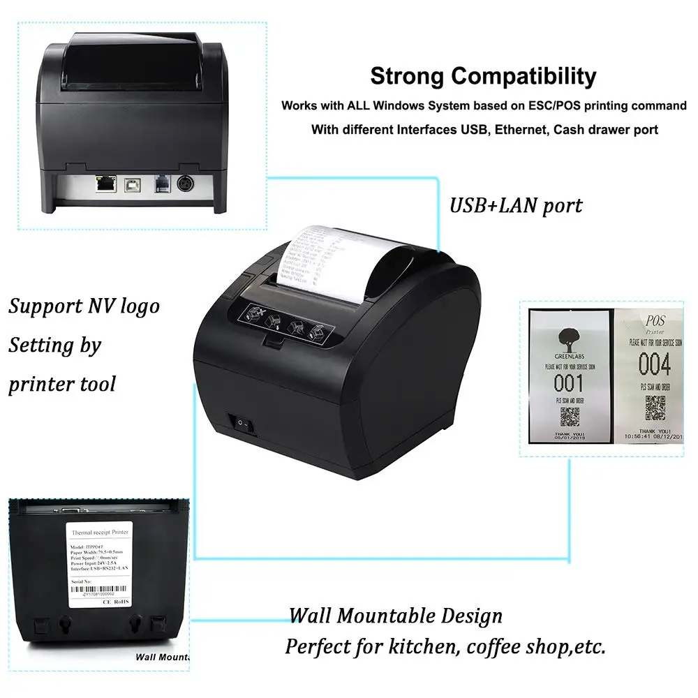 Xprinter 80 мм термопринтер POS принтер USB Bluetooth Ethernet порт с автоматическим резаком Поддержка Android, iOS, Планшет iPad