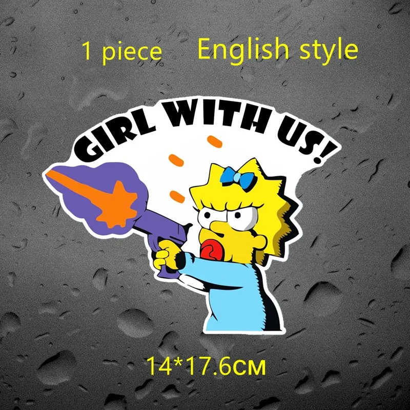 WCS190-EN 1PCS Tri Mishki HZX181 15*18см 1-4шт наклейки на авто с нами дочка! дочка в машине прикольная наклейки на машину наклейка на авто - Название цвета: WCS190-EN 1PCS
