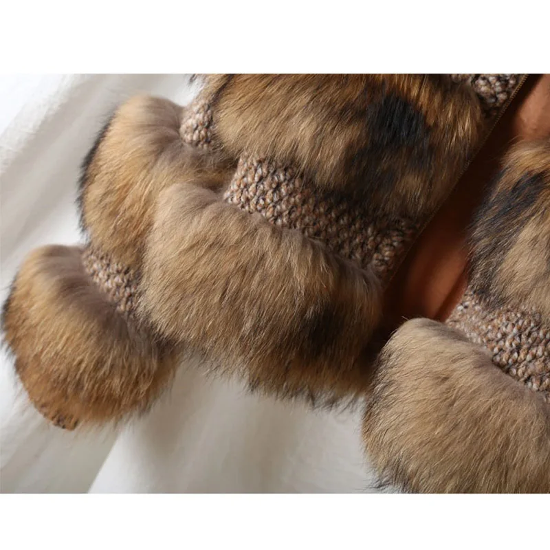 Женское пальто из натурального Лисьего меха с круглым вырезом теплая Женская