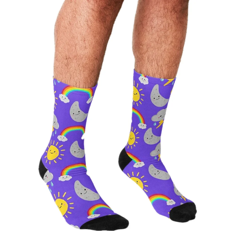 

2021 Aerial Sandy Beach Socks Personality trend Printed trend Happy hip hop Men Socks Novelty Skateboard Crew Casual Crazy Socks