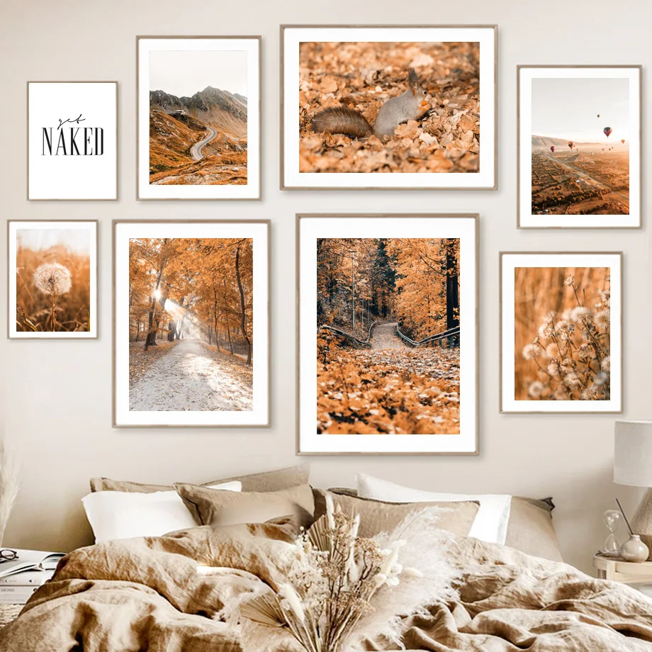 

Autumn Jungle Mountain Dandelion Bike Squirrel Wall Art Canvas Painting Nordic Posters And Prints Decor Pictures For Living Room