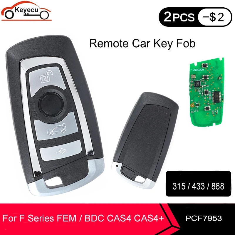 KEYECU 434 МГц 868 315 3/4 кнопки дистанционный ключ для BMW 5 7 F серии X5 X6 F20 F21 F30 F31 2009-2016 Фем/BDC