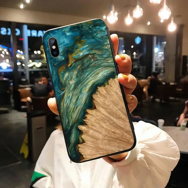 

Protective Wood Resin art Phone Case for iPhone 11 12 pro XS MAX 8 7 6 6S Plus X 5S SE 2020 XR