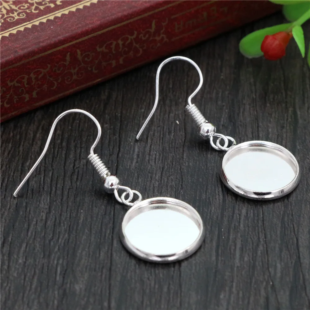 10 шт. 12 мм Рамка для лотка Кабошон серьга крючок пустая установка круглая