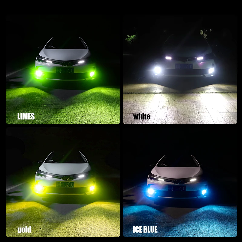 FCCEMC LED Auto Fog Light H8 H9 H3 55W White/Gold/Ice Blue/Green 880 881 Fog Light DRL Bulb 9005 9006 Car Fog Lamp Car Headlight