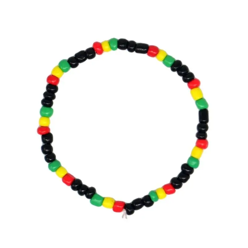 400pc/lot Glass Seed Beads Bracelet Rasta Reggae Punk Hiphop  Elastic Stretch Bracelets Fashion Jewelry