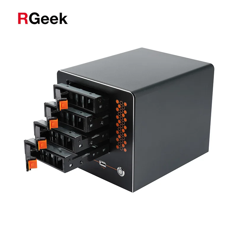 

RGeek Custom NAS04A J1900 Nas Case 4 Bay 3.5" HDD Hot Swap Drive Mini PC NAS IPFS Storage Server Computer