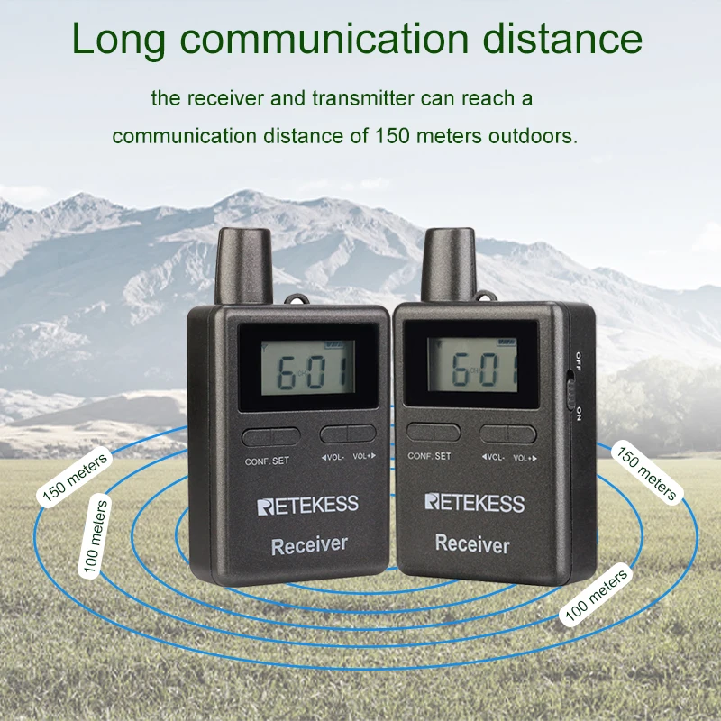 저렴한 RETEKESS TT105 2.4GHz 휴대용 무선 투어 가이드 2 송신기 + 10 수신기 여행 교육 시스템 승마 교육