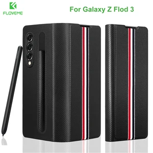 slim pu leather case for s pen fold edition samsung galaxy z fold 3 case with pen holder full cover galaxy z fold 3 s pen case free global shipping