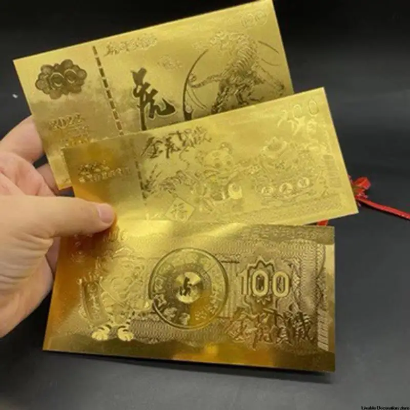

6pcs/set 2022 Tiger Year 100 24k Gold Foil Golden USD Paper Money Banknotes Collections
