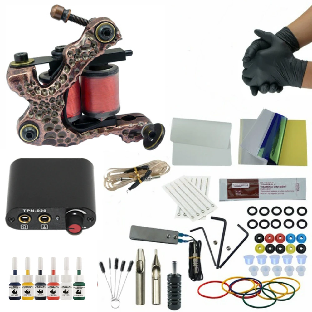 Полный тату Наборы набор машинка Питание татуировки Обёрточная бумага в рулонах