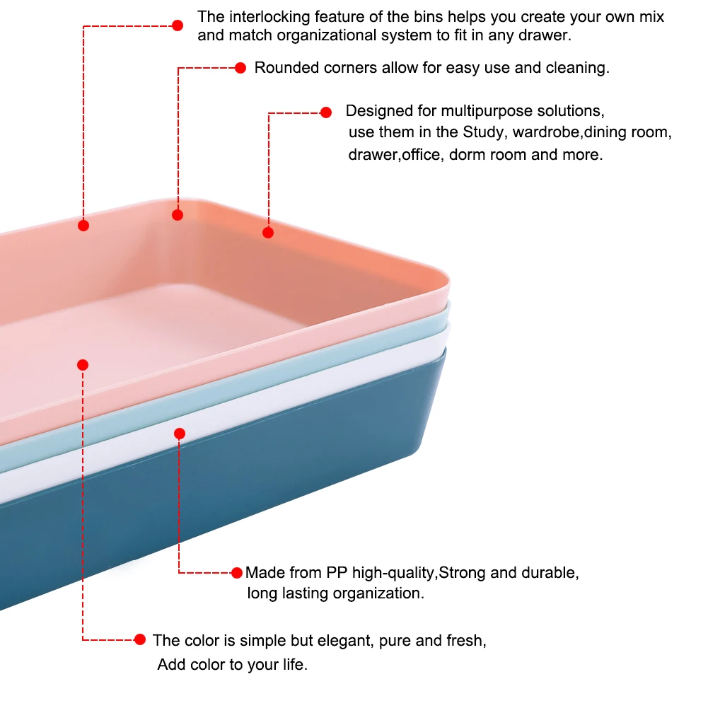 

6Pcs Plastic Sundry Storage Basket Desktop Snack Storage Box Cosmetic Makeup Storage Kitchen Sorting Drawer Closet Organizer