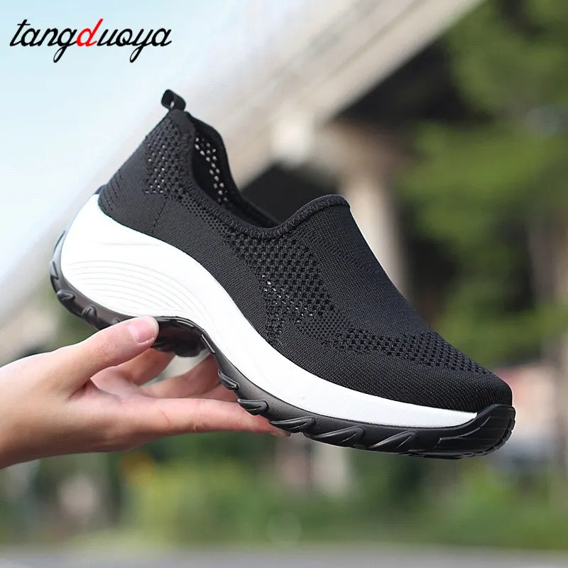 Casual Shoes Women Sneaker Leisure Women's Outdoor Mesh Soft Bottom Sports Vintage Solid Slip On Breathable Sneakers | Спорт и