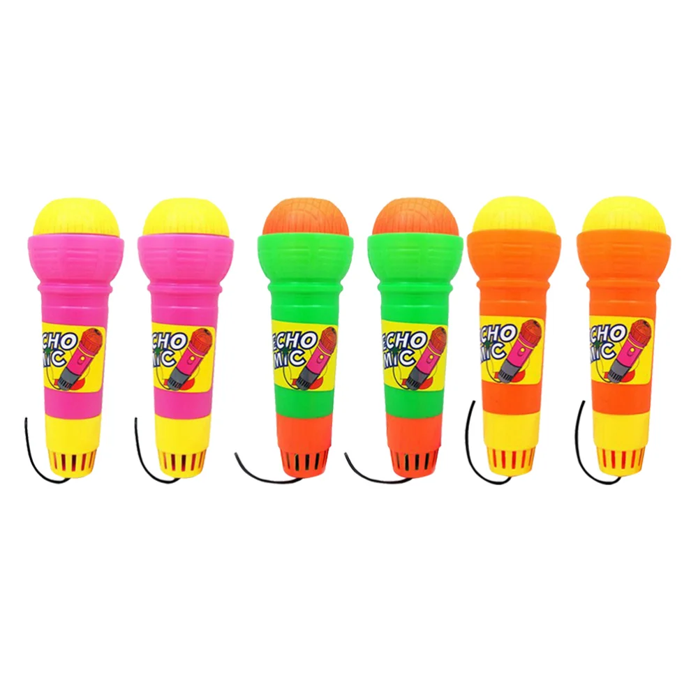 

6pcs Echo Microphone Voice Amplifying Microphone with Black Line Party Favor for Kids Children