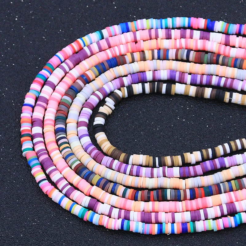 

40cm/String 4MM 7 Color 2020 African Charm Soft Clay Bohemian Plane Round Color Beads Spacer Beads Jewelry DIY