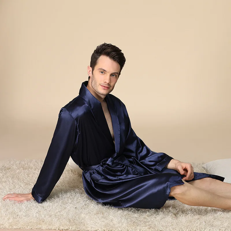 Мужская одинарная деталь, тонкая весенняя домашняя одежда для ванной с длинным рукавом, Пижамный халат, Мужская одежда для сна от AliExpress WW