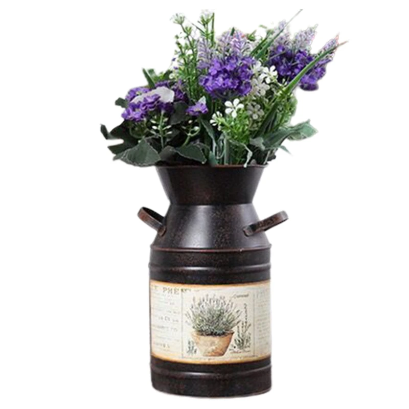 

Rustic Flower Arrangement Bucket Iron Vintage Flower Vase Planting Jug Shabby