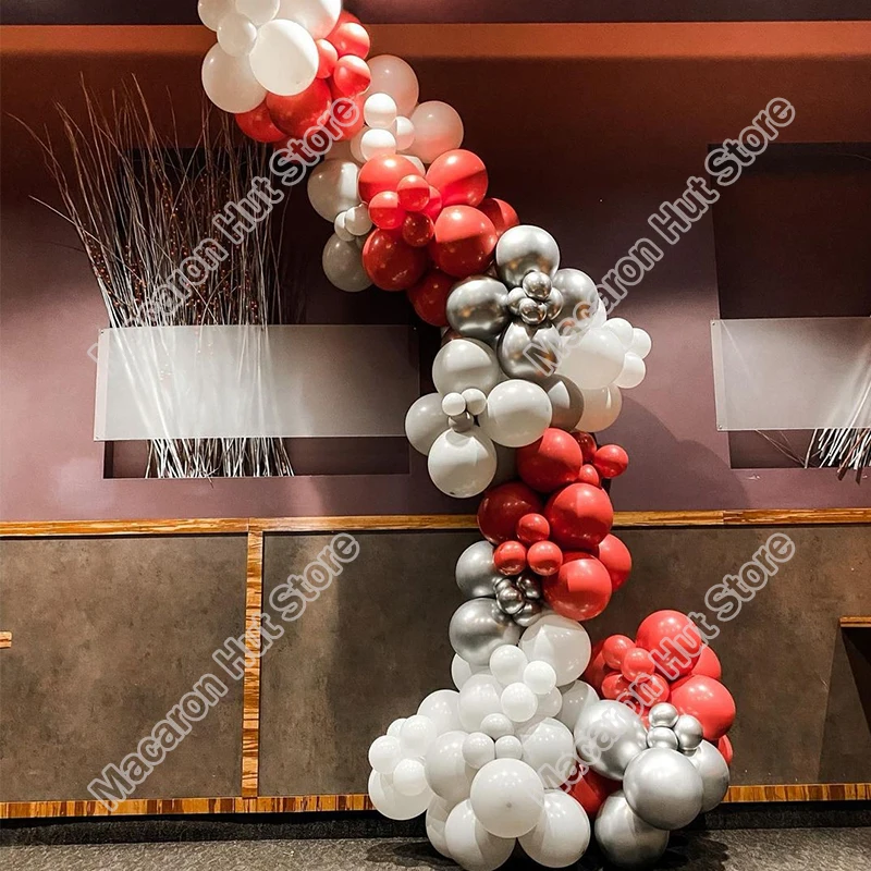 Fondo de 125 piezas para fiesta de cumplea&ntilde;os, Macaron gris, boda, Baby Shower, bricolaje, mesa de cena de vacaciones, globo blanco, arco de guirnalda-1