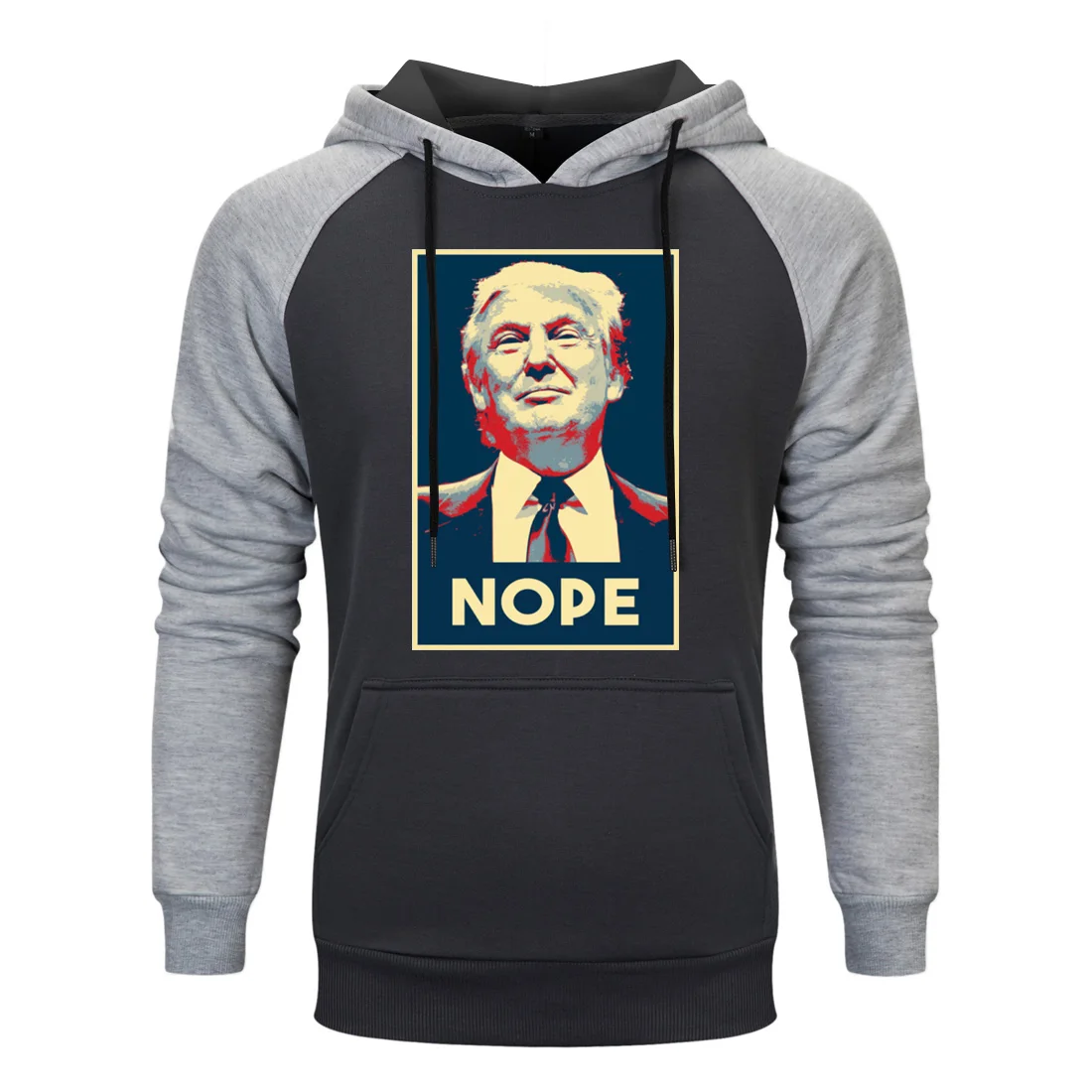 

Толстовки с принтом Nope Trump, пуловер, зимние мужские повседневные толстовки с капюшоном реглан, уличная одежда с капюшоном в стиле хип-хоп, то...