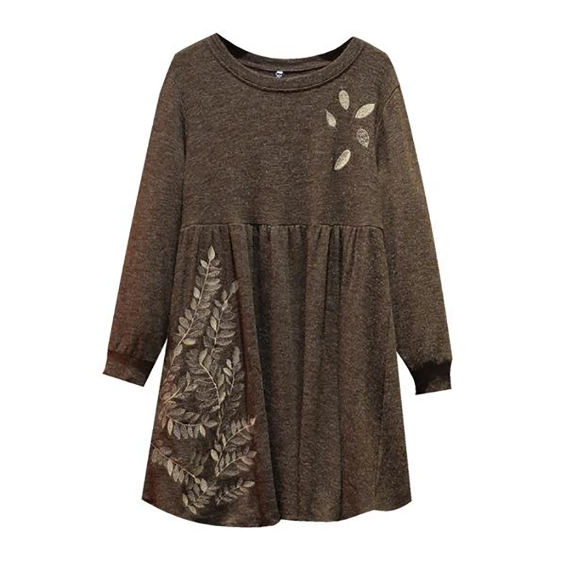 2019 осеннее женское платье плюс размер зима новый большой женский свободный