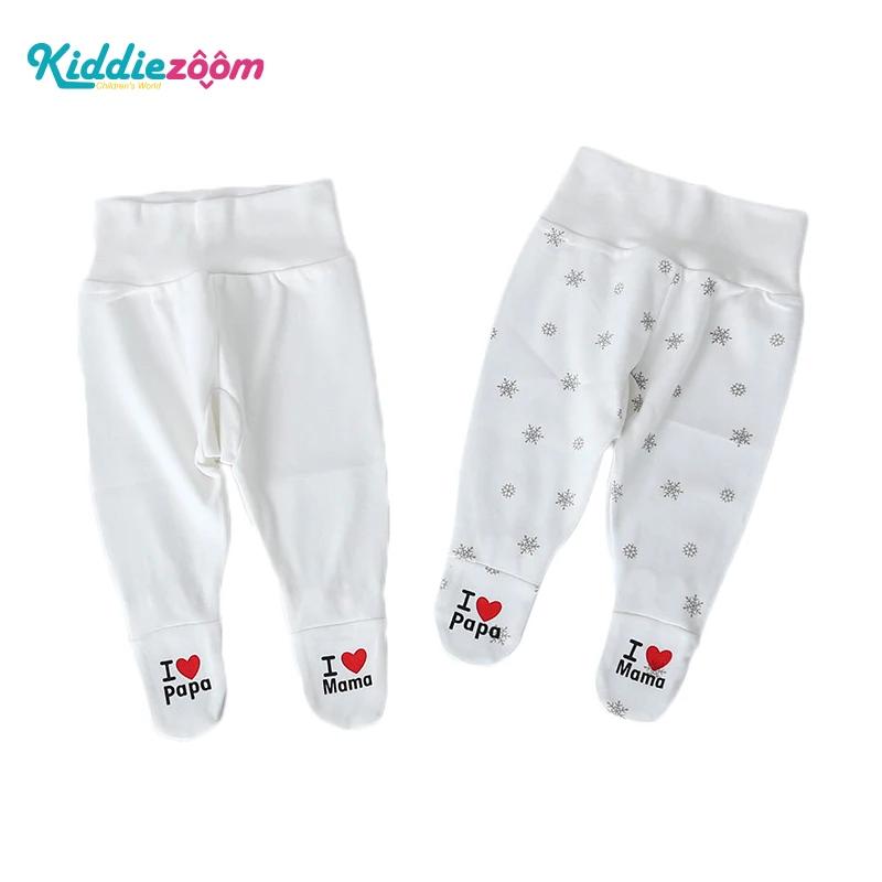 

2PCS/Lot Baby Pants I Love Papa Mama Solid Pint 100%Cotton Newborn 0-6M Wrap Foot Baby Accessories