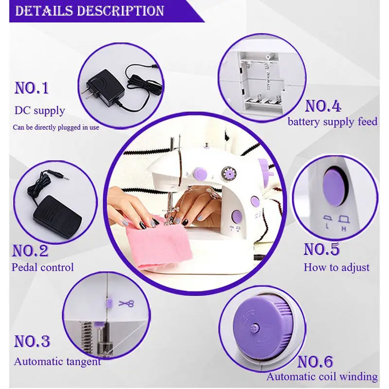1 шт. мини Ручные педальные Швейные машины двойная скорость нить