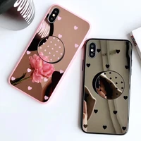lovely heart kickstand phone cover case for iphone 11 pro xs max xr x 8 7 6 6s plus glitter mirror cases coque