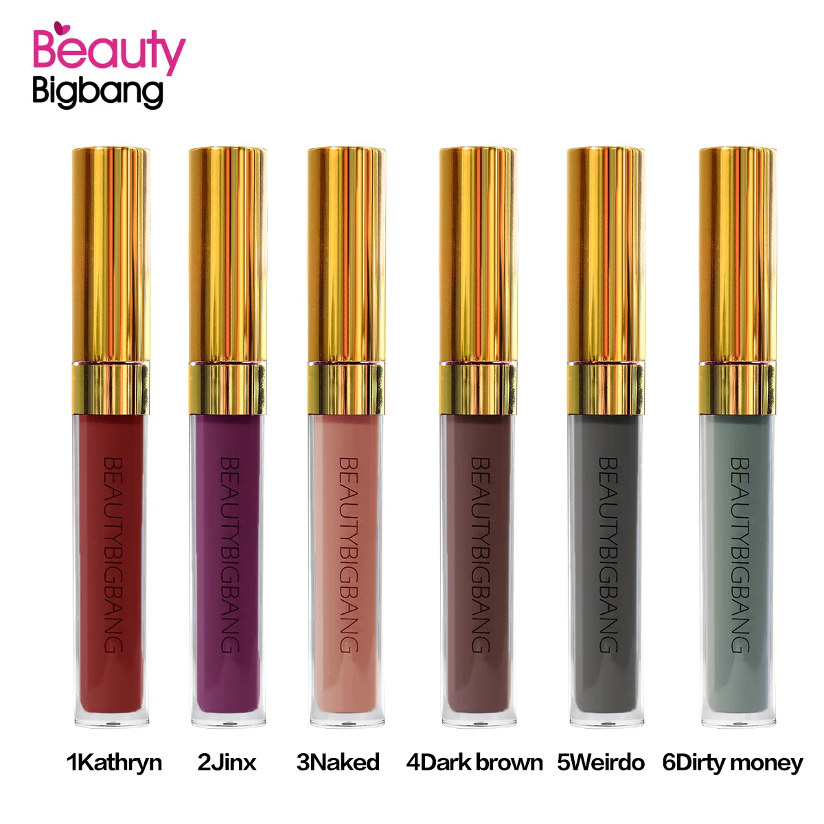 Beautybigbang жидкая губная помада, макияж, сексуальные цвета, красный, черный, розовый цвет, матовая губная помада, водостойкая, стойкий блеск для губ, набор для губ