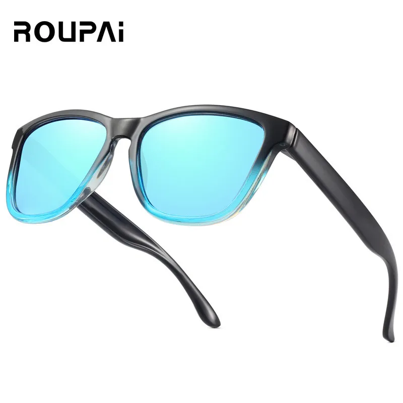 Мужские и женские Винтажные Солнцезащитные очки ROUPAI синие поляризационные