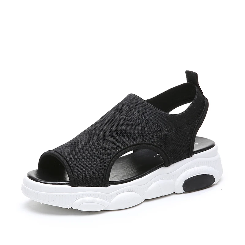 

Сандалии женские летние из плетеного материала, открытый носок, плоская подошва, кроссовки для бега, летняя Уличная обувь для девочек и студ...