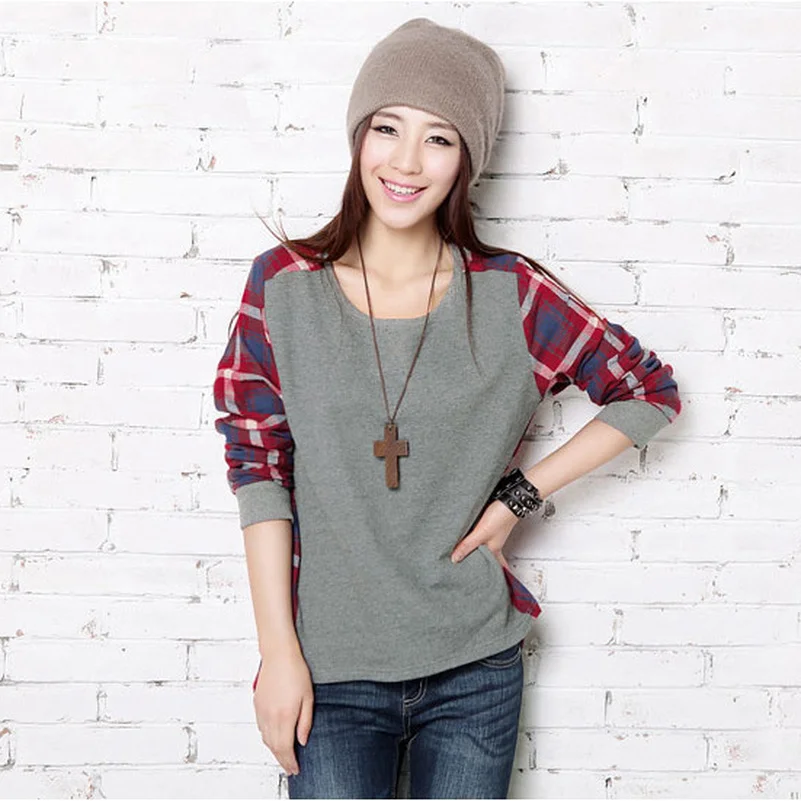 Patchwork Plaid Hoodies Sweatshirts 2022 Women Casual Kawaii Harajuku New Sweat Punk For Girls Clothing European Tops Korean