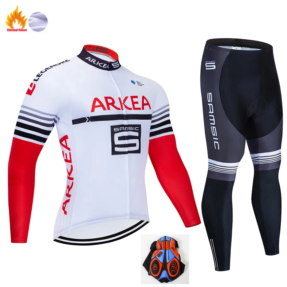 Winter Cycling Suit ARKEA Pro team зимний теплый флисовый комплект с длинным рукавом для велоспорта, Мужская велосипедная футболка, bicicleta Invierno Lana Ropa ciclismo Traje - Цвет: Winter Cycling Suit
