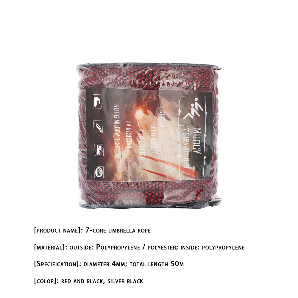 

Camping Tent Rope 50m Climbing Elastic Paracord Outdoor Mountaineering Hiking Travelling Easy Carrying Portable Parts