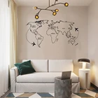 Карта мира, самолет вокруг стены, Наклейки для гостиной, домашний фон, художественное украшение на стену, виниловые обои, водонепроницаемые ov487